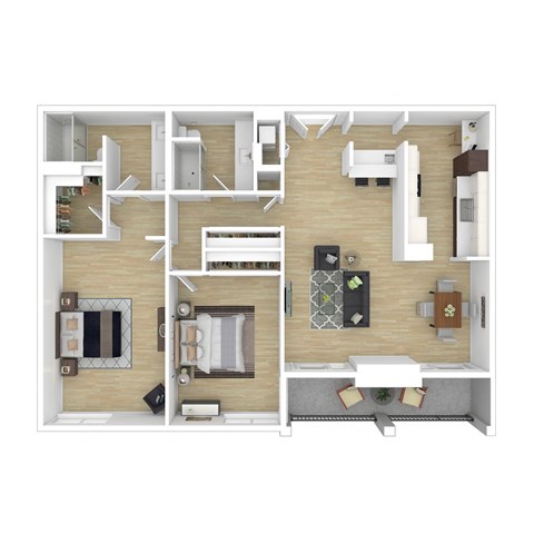 Floor plan for 2 beds, 2 baths, 1450 sqft